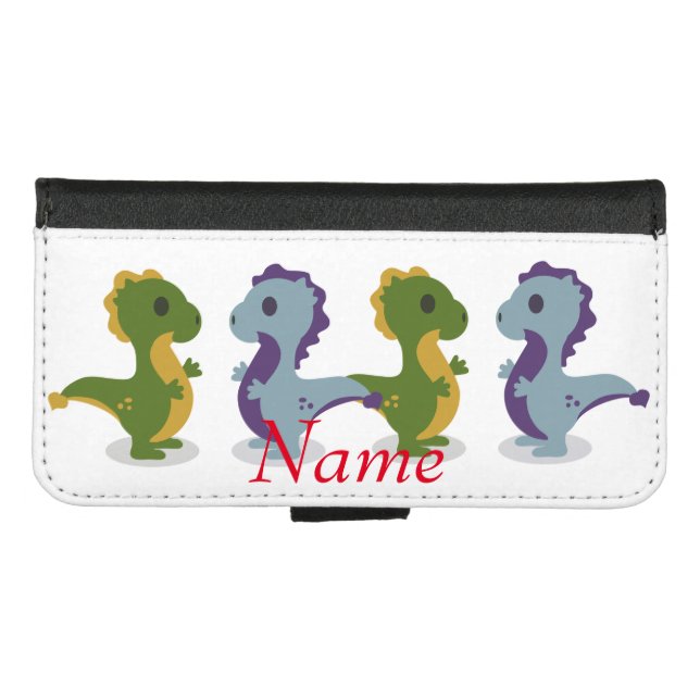 Cute Dinosaur Pair Thunder_Cove iPhone Wallet Case (Front (Horizontal))