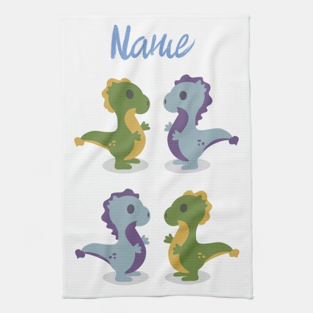 Cute Dinosaur Pair Thunder_Cove Kitchen Towel (Vertical)