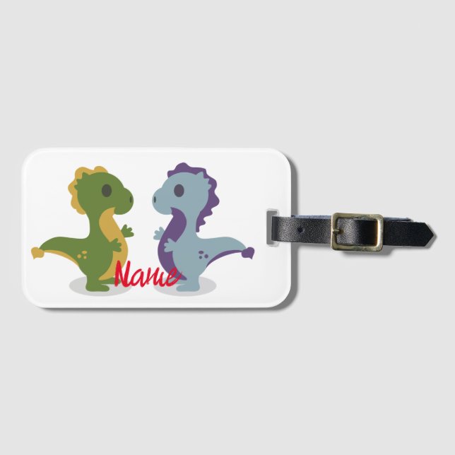 Cute Dinosaur Pair Thunder_Cove  Luggage Tag (Front Horizontal)