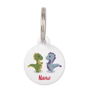 Cute Dinosaur Pair Thunder_Cove  Pet ID Tag