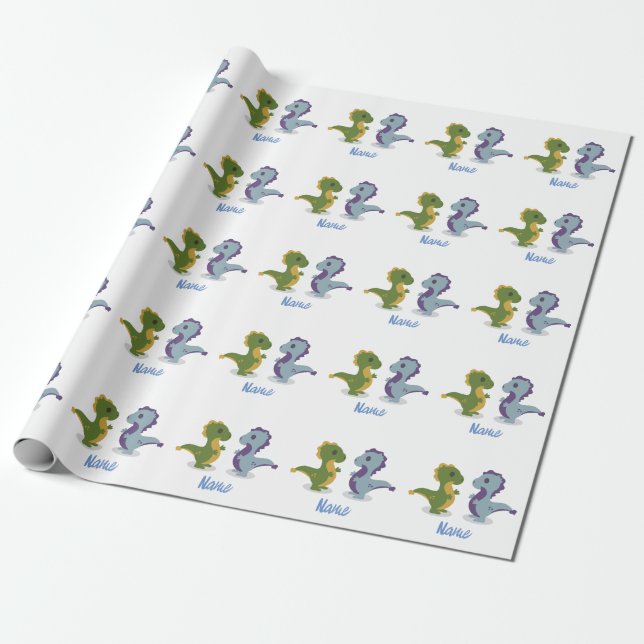 Cute Dinosaur Pair Thunder_Cove  Wrapping Paper (Unrolled)