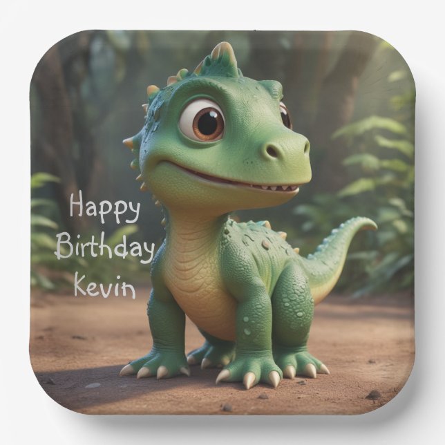 Cute Dinosaur Paper Plates (Front)