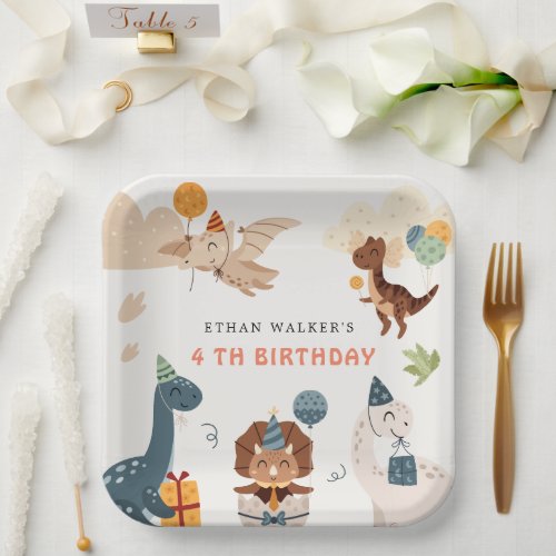 Cute Dinosaur Party Animals Kids Birthday Napkins Paper Plates