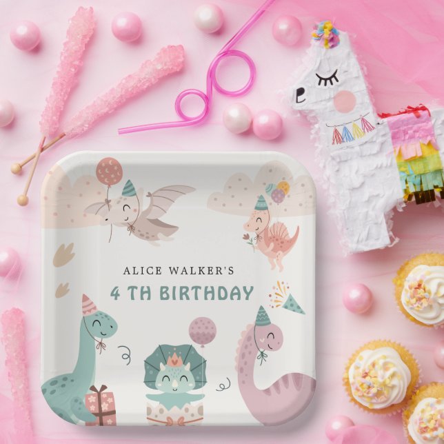 Cute Dinosaur Party Animals Kids Birthday Napkins Paper Plates (Party)