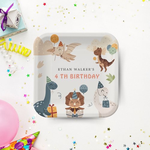 Cute Dinosaur Party Animals Kids Birthday Napkins Paper Plates