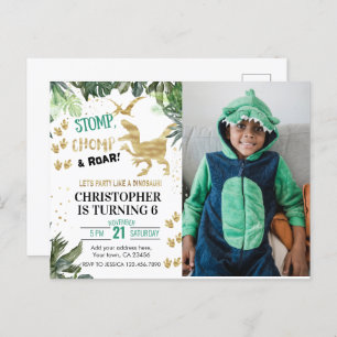 Cute Dinosaur party Photo Birthday Postcard