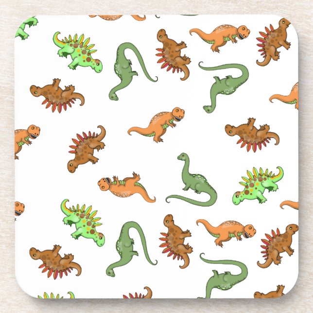Cute Dinosaur Pattern Beverage Coaster (Front)