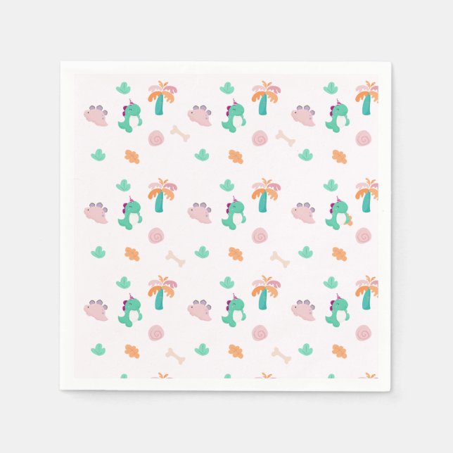 Cute Dinosaur Pattern Birthday Napkins (Front)