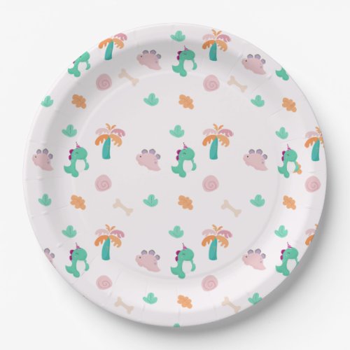 Cute Dinosaur Pattern Birthday Paper Plates