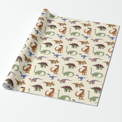 Cute Dinosaur Pattern Christmas Holidays Wrapping Paper