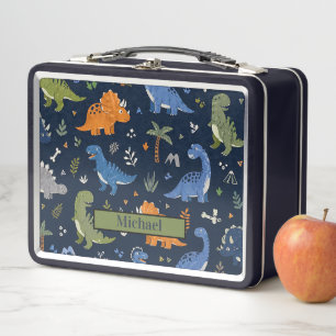 Cute Dinosaur Pattern Colorful Metal Lunch Box