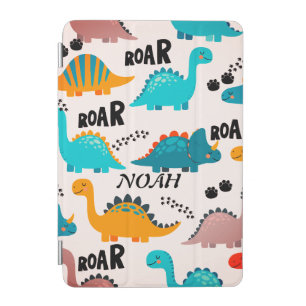 Cute Dinosaur Pattern Custom Monogram Name Kids iPad Mini Cover