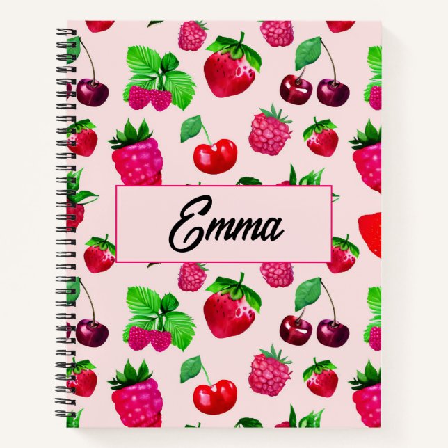 Cute Dinosaur Pattern Custom Monogram Name Kids Notebook (Front)