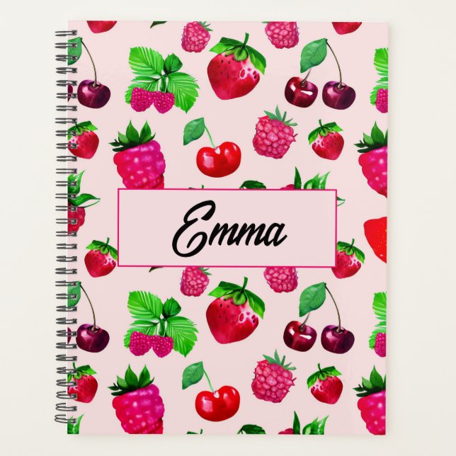 Cute Dinosaur Pattern Custom Monogram Name Kids Planner (Front)
