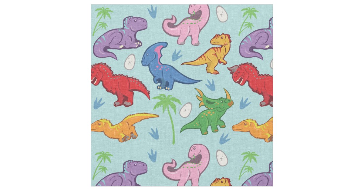 Cute Dinosaur Pattern Fabric | Zazzle