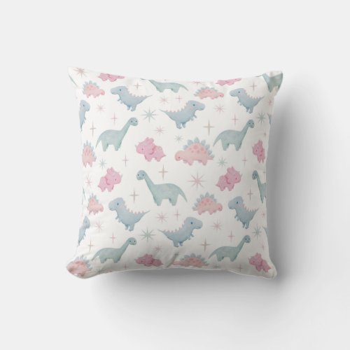 Cute Dinosaur Pattern Girls Nursery Room Throw Pillow