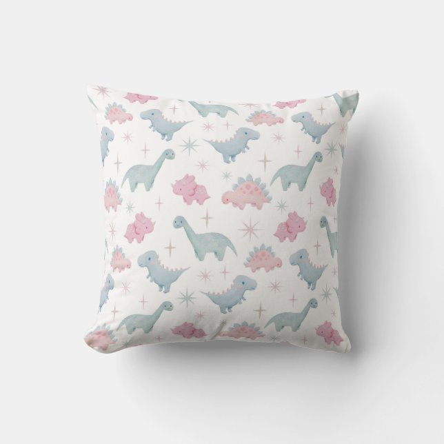 Cute Dinosaur Pattern Girls Nursery Room Throw Pillow (Front)