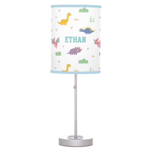 Cute Dinosaur Pattern, Kids Decor Personalized Table Lamp (Front)
