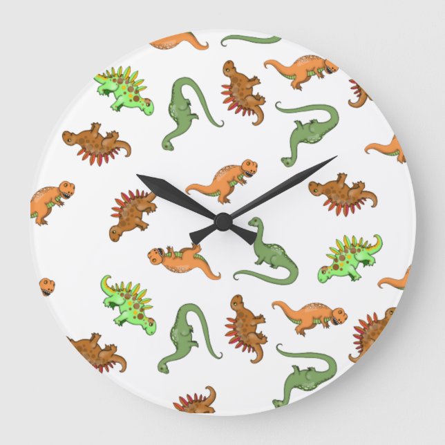 Cute Dinosaur Pattern Large Clock (Front)