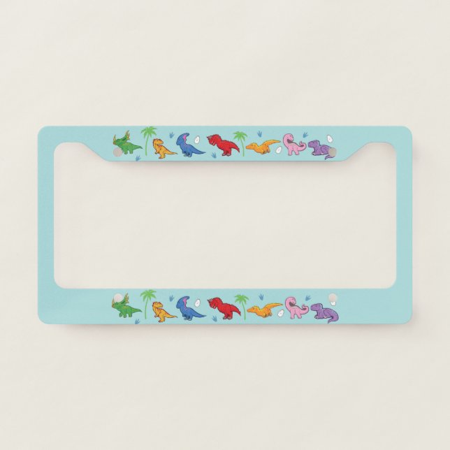 Cute Dinosaur Pattern License Plate Frame (Front)
