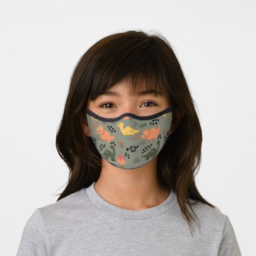 Cute Dinosaur Pattern Modern Colorful Kids Premium Face Mask