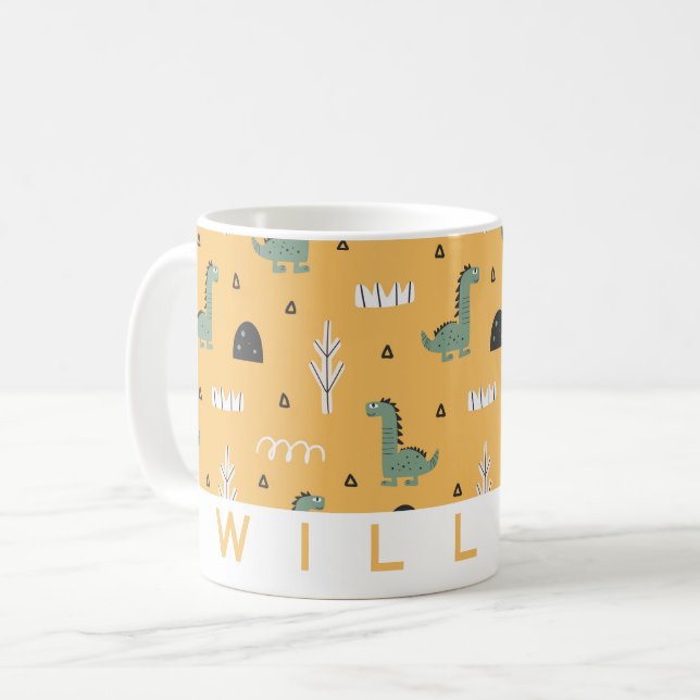 Cute Dinosaur Pattern Mug | Personalized Kids Gift (Front Left)