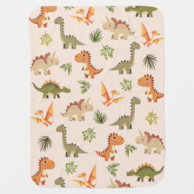 Cute Dinosaur Pattern Nursery Baby Blanket (Front)