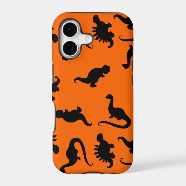 Cute Dinosaur Pattern on Orange Iphone Case (Back)