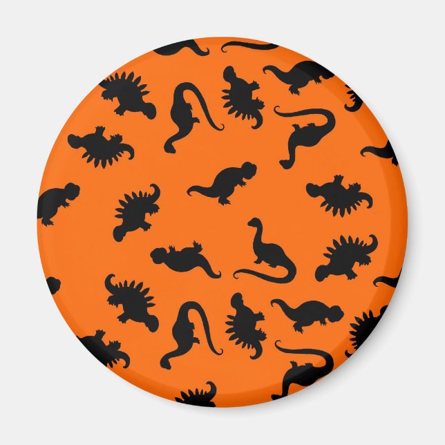 Cute Dinosaur Pattern on Orange Magnet (Front)