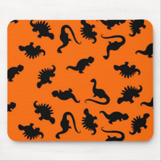 Cute Dinosaur Pattern on Orange Mouse Pad
