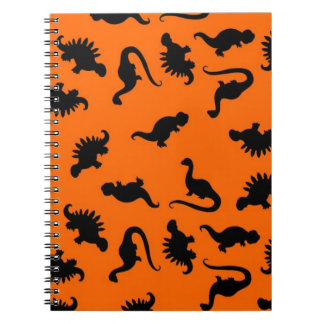 Cute Dinosaur Pattern on Orange Notebook