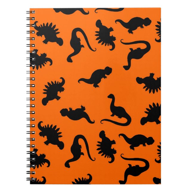 Cute Dinosaur Pattern on Orange Notebook (Front)
