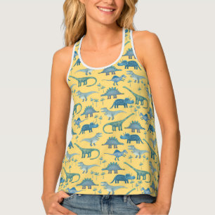 Cute Dinosaur Pattern on Yellow Tank Top
