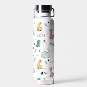 Cute Dinosaur Pattern Personalized Name Kids Water Bottle