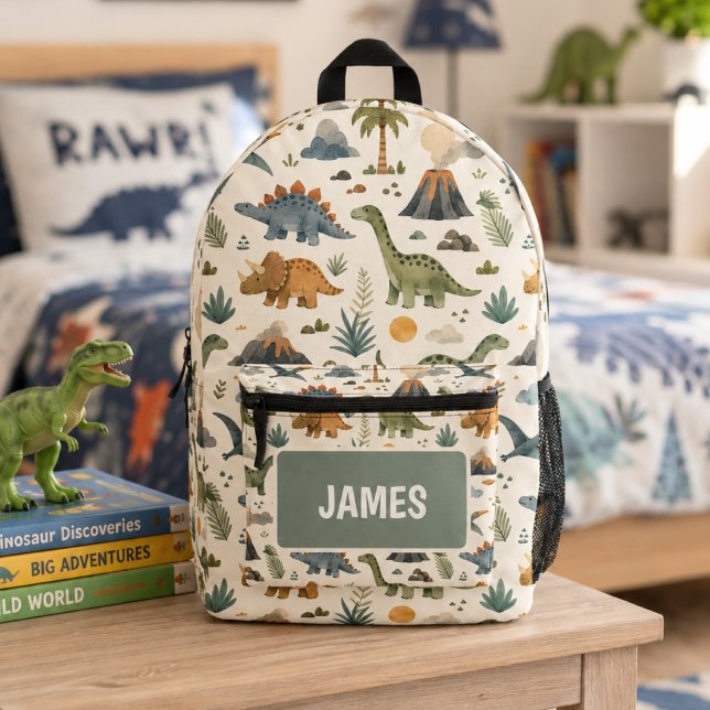 Cute Dinosaur Pattern Personalized Name Printed Backpack (Creator Uploaded)