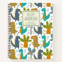 Cute Dinosaur Pattern Personalized Name Story Notebook