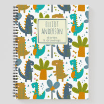 Cute Dinosaur Pattern Personalized Name Story Notebook