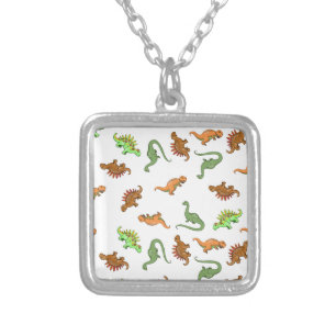 Cute Dinosaur Pattern Silver Plated Necklace