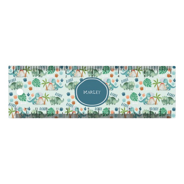 Cute Dinosaur Pattern T Rex Triceratops Kids Ruler (Front)