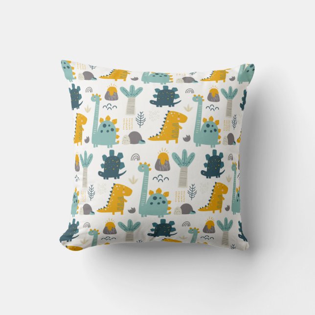 Cute Dinosaur Pattern Throw Pillow (Front)