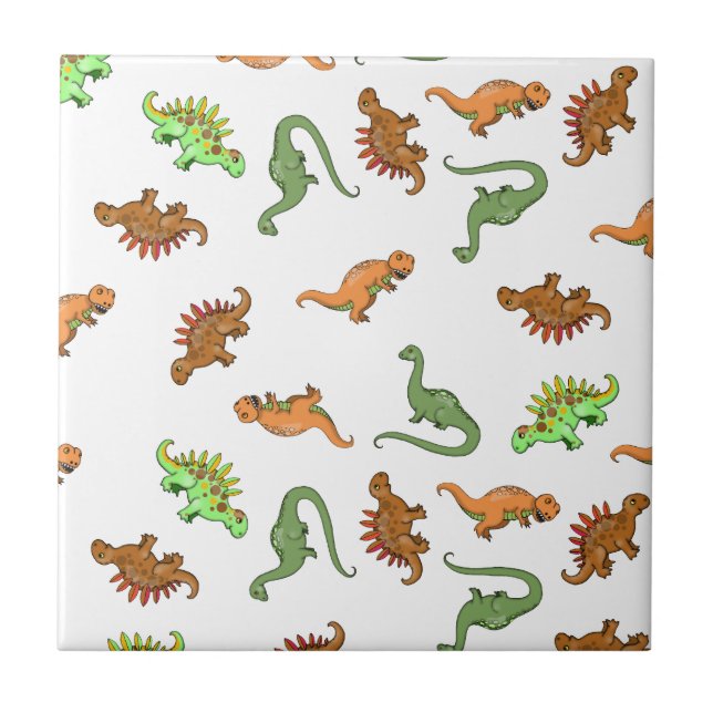 Cute Dinosaur Pattern Tile (Front)