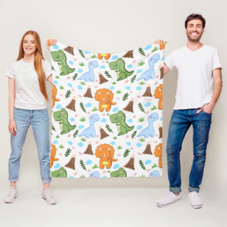 Cute Dinosaur Pattern Watercolor Design Fleece Blanket