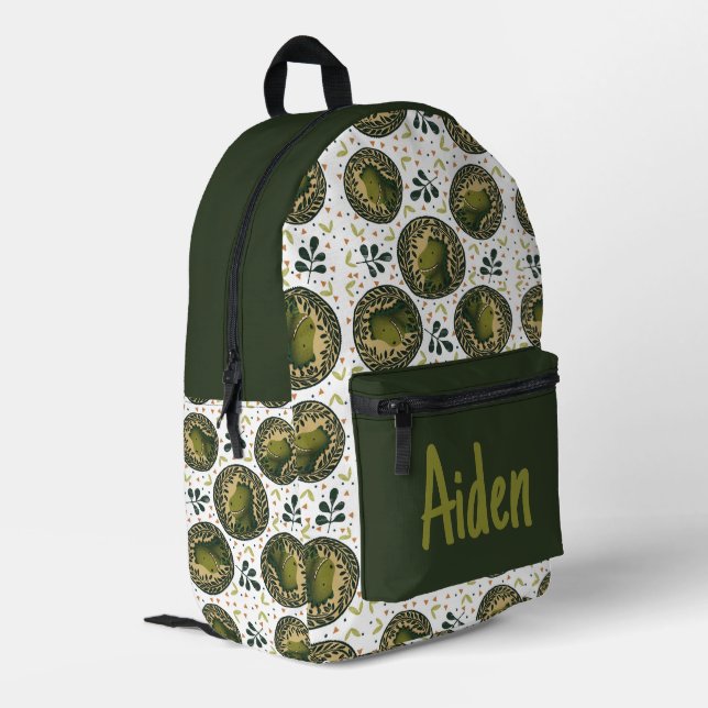 Cute Dinosaur Pattern with Name Printed Backpack (Back Corner Left)