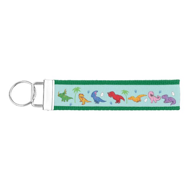 Cute Dinosaur Pattern Wrist Keychain (Keys on Left)