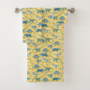 Cute Dinosaur Pattern Yellow Bath Towel Set