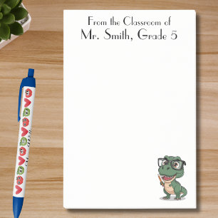 Cute Dinosaur & Pencil,Teacher Appreciation,Custom Post-it Notes