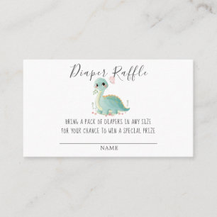 Cute Dinosaur Peony Diaper Raffle Baby Shower Bus Business Card