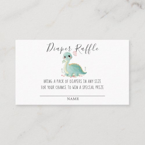 Cute Dinosaur Peony Diaper Raffle Baby Shower  Bus Business Card