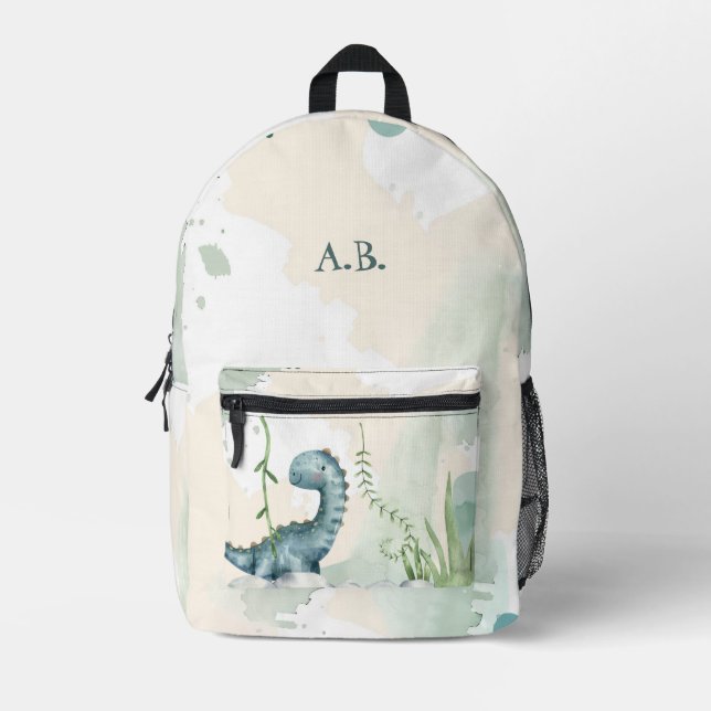 Cute Dinosaur Personalised School Backpack (Front)