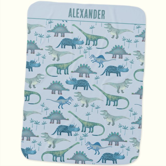 Cute Dinosaur Personalized Baby Blanket (Creator Uploaded)